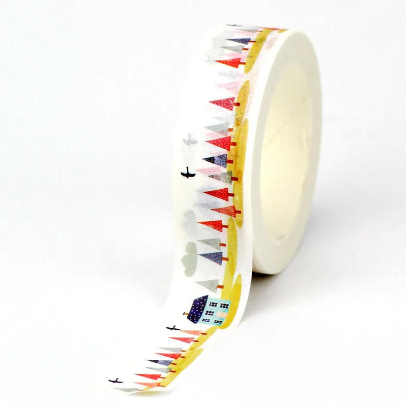 NEW 1PC. 10M Decorative Cute Woods and House Japanese Paper Washi Tape Journaling Adhesive Masking Tape Papeleria