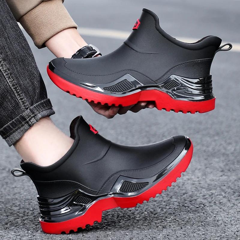 Low-Top Men's Rain Boots New Style Waterproof Non-Slip Work Boots for Rainy Days Outdoor Activities Youth And Middle-Aged Sui...