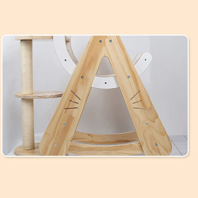 Modern luxury cat climbing frame solid wood integrated sisal scraping column