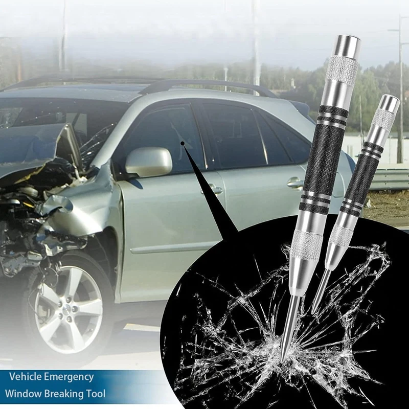 2 pacotes de perfurador central automático de 5 polegadas e 6 polegadas com pontas substituíveis perfurador central carregado com mola resistente