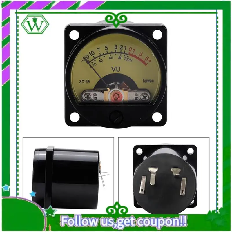 ABIK-SD-39 Analog Panel 35Mm VU DB Meter Power Amplifier Music Spectrum Analyzer Audio Level Meter W/ Backlight Driver Board