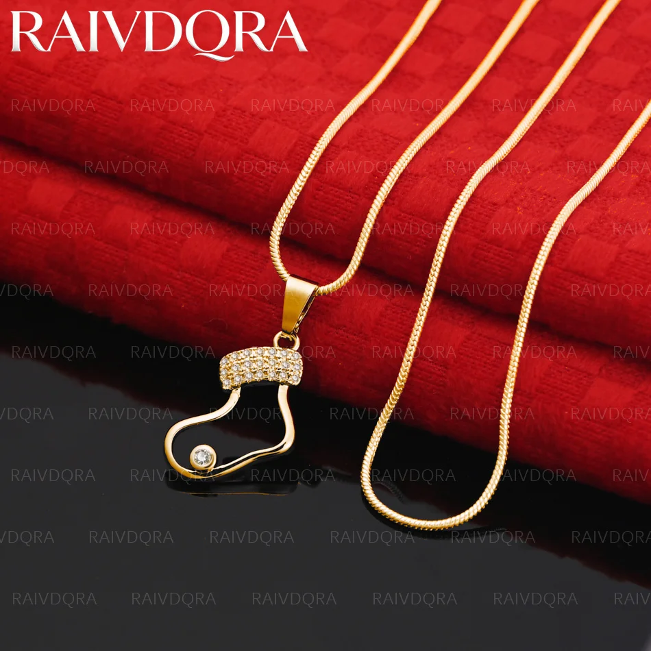 18K Gold Plated Zircons Sock Pendant Necklace For Women Men Creativity Gifts Street All-match Party