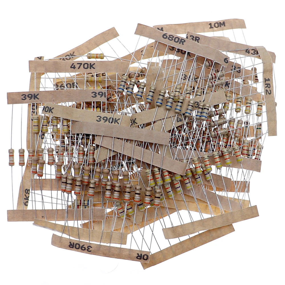 1000 قطعة 1/2 واط 5% 100 القيم x 10 قطعة 1-10 متر أوم مقاومات فيلم الكربون مجموعة متنوعة صندوق المكونات الإلكترونية