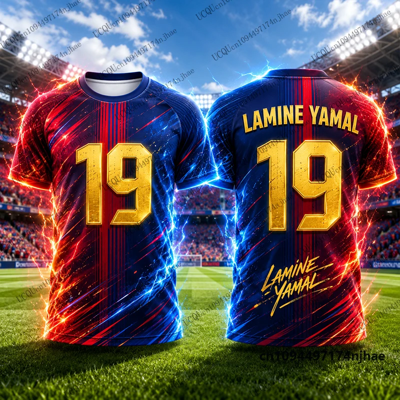 2027 New Special Yamal #19 Print Football Jersey Parent-Child T-shirt Summer Quick-Drying Sports Tees Casual Kids/Adult Tops