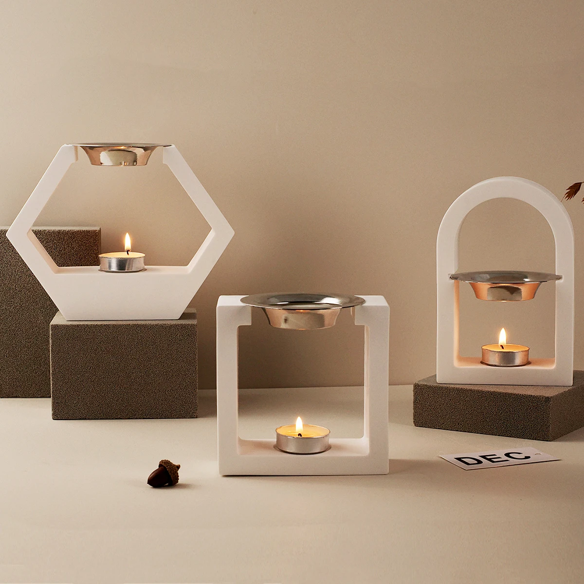 DIY Essential Oil Diffusion Candle Holder Silicone Mold Concrete Cement Aromatherapy Diffusion Furnace Mould Modern Home Decor