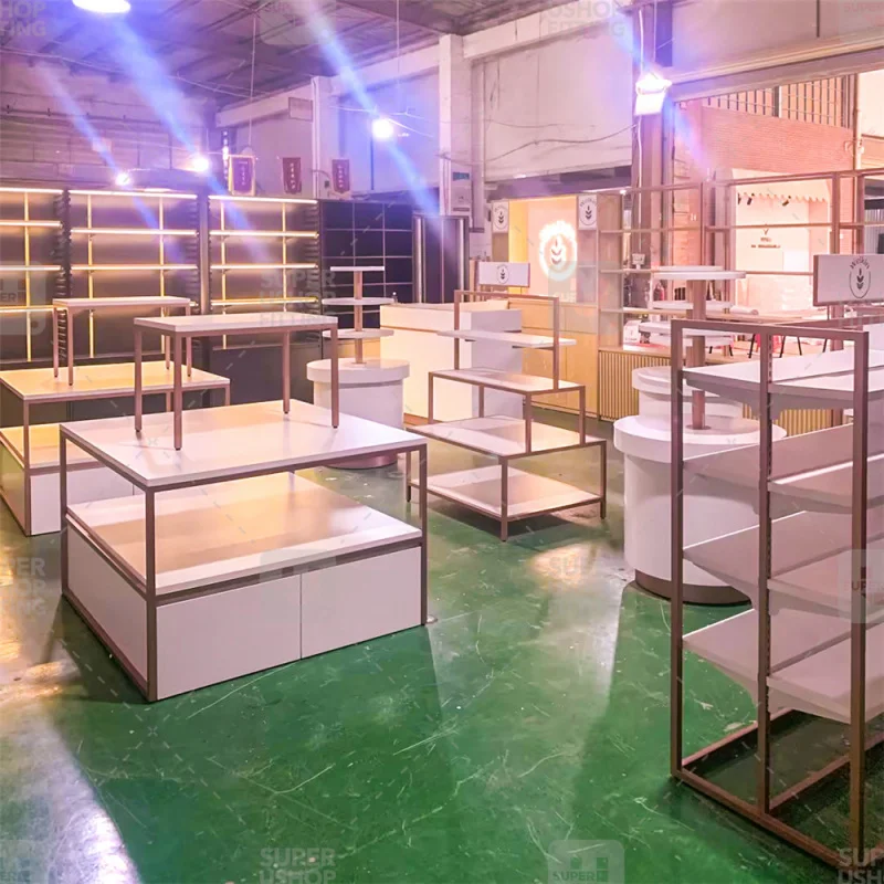 custom.Bespoke Makeup Display Shelves Decor Perfume Store Furniture Custom Wooden Cosmetic Shop Interior Design