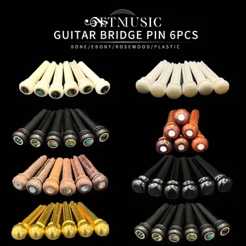 6 sztuk prawdziwe kości kołki do mostków do gitary akustycznej czysta kość heban most Pin z mosiądzu koło dla folkowa gitara akcesoria zamienne