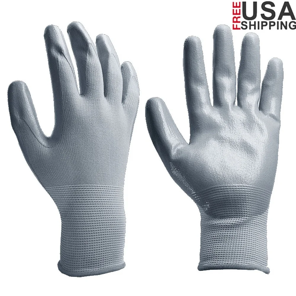 10 pares de guantes de agarre de nitrilo, guantes de trabajo antideslizantes impermeables grandes, montaje automotriz para construcción de jardín
