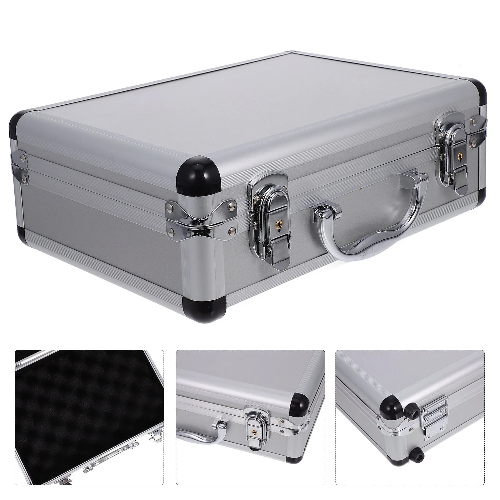 32pcs Aluminum Alloy Handheld Tool Storage Box 320x230x110mm Silver Portable Code Suitcase for Home Tools Screwdriver Wrench