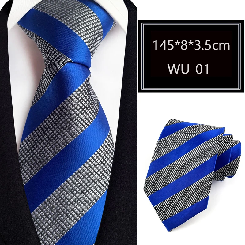 Luxury 8CM Mens Necktie Stripes Plaid Necktie Tie For Man Groom Jacquard Woven Neck Tie For Business Wedding Party