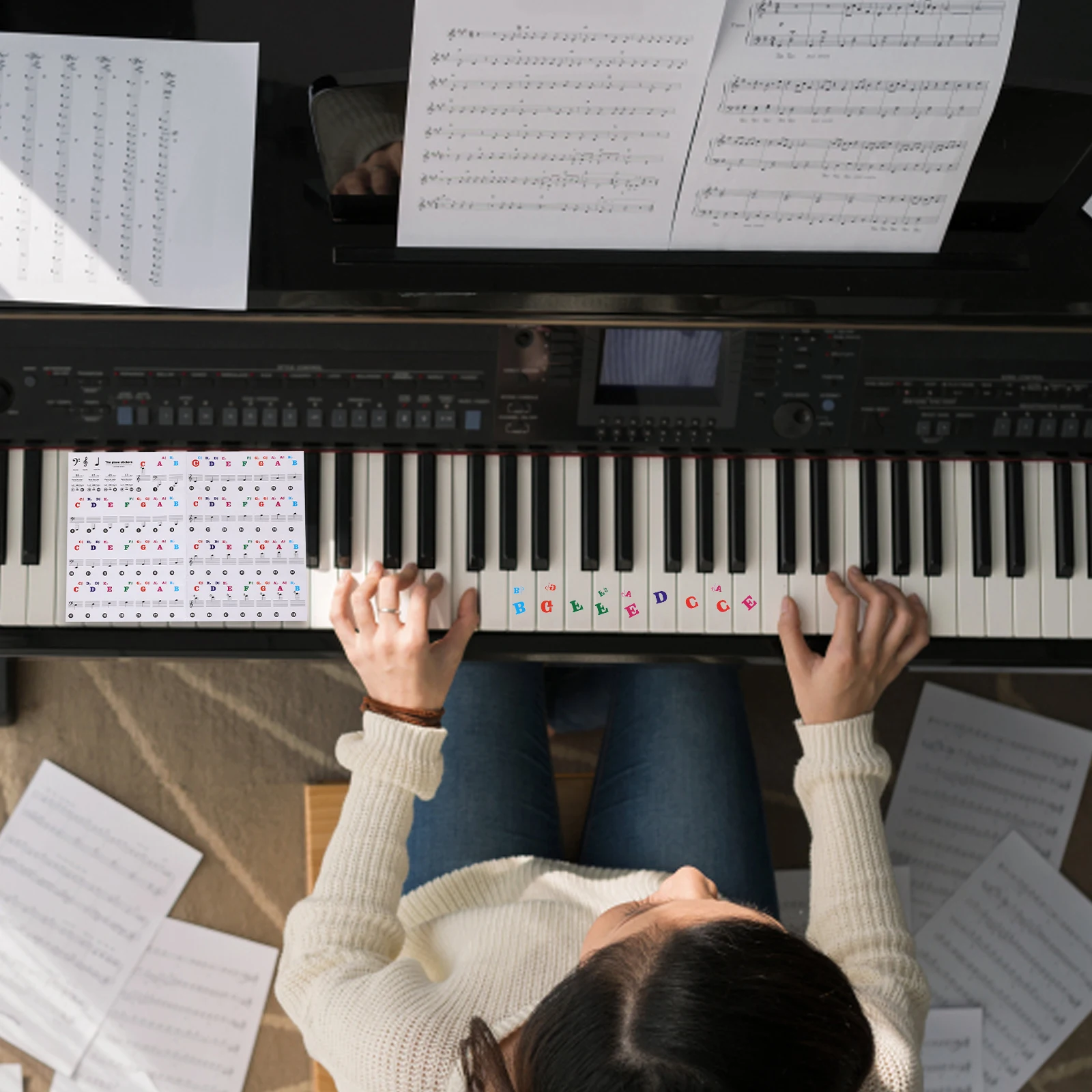 

Piano Stickers Keyboard Letter It Can Move Adhesive Keyboards Paper Label for Note Notes