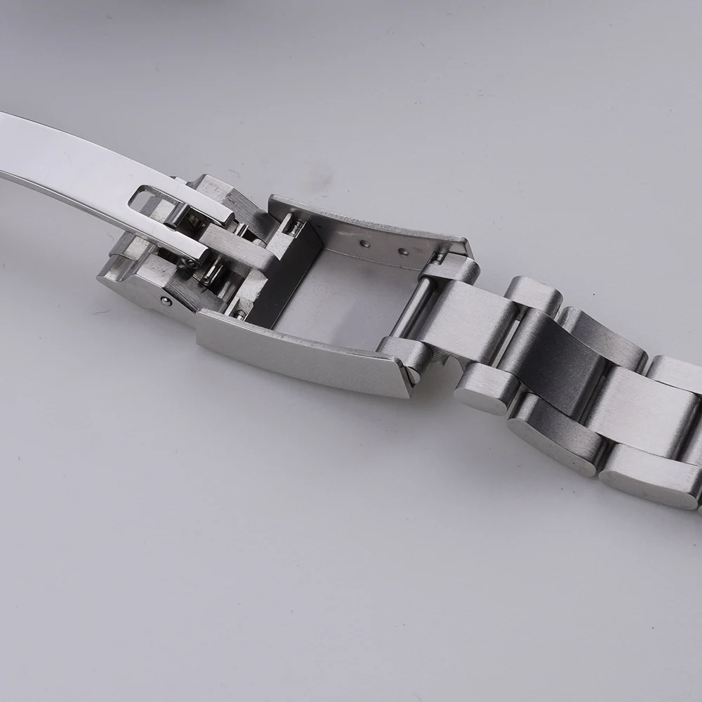 Rolamy 20mm WatchBand Strap OysterStyle 316L Stainless Steel Deployment Clasp Silver Bracelet For Seiko SND367 SND363 SND365