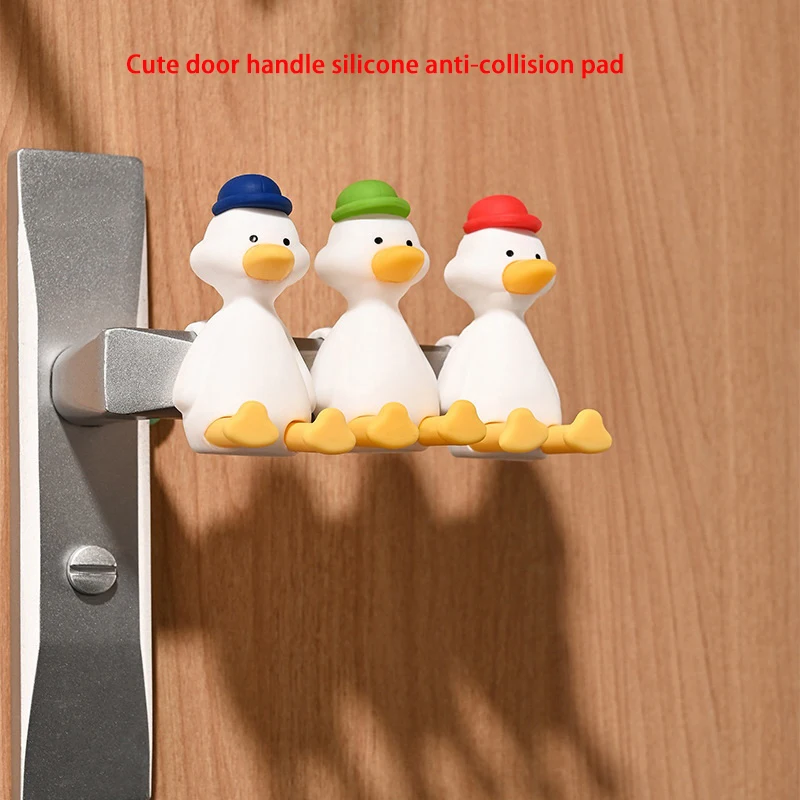 

【Отличный】Силиконовая бесшумная защитная накладка на дверную ручку Bear Duck, предотвращающая удары, для дверей комнат и ванных комнат, чехол на дверную ручку