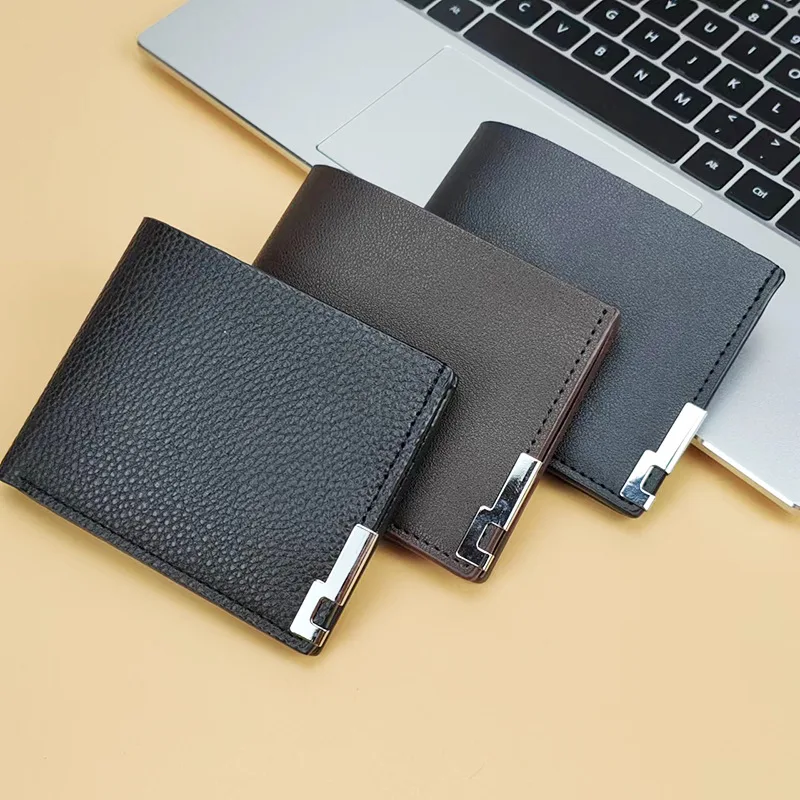 Leather Men Wallets Premium Product Fashion Coin Pocket Card Holder Men Purse Simple Quality Male Wallets Short Black Walet