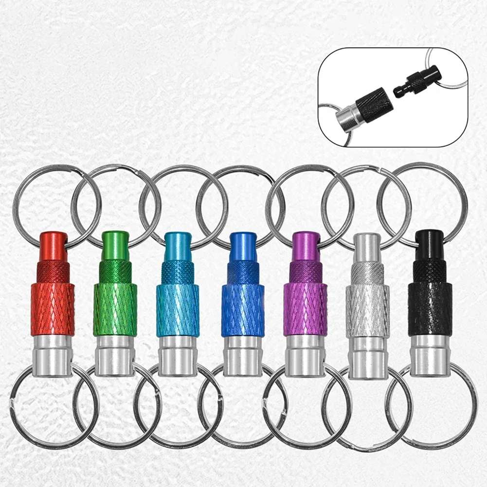 1pcs Portable Keychain With Detachable Quick Release Metal Key Ring 360° Rotation Dual Ring Buckle Hand Tools With 2 Split Rings