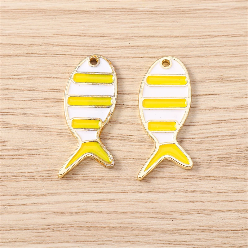 5 Stück 12x26mm Niedliche Bunte Emaille-Fisch-Anhänger für die Herstellung von Ohrhängern, Halsketten, Armbändern, DIY-Handwerk und Schmuckzubehör – Detail 7