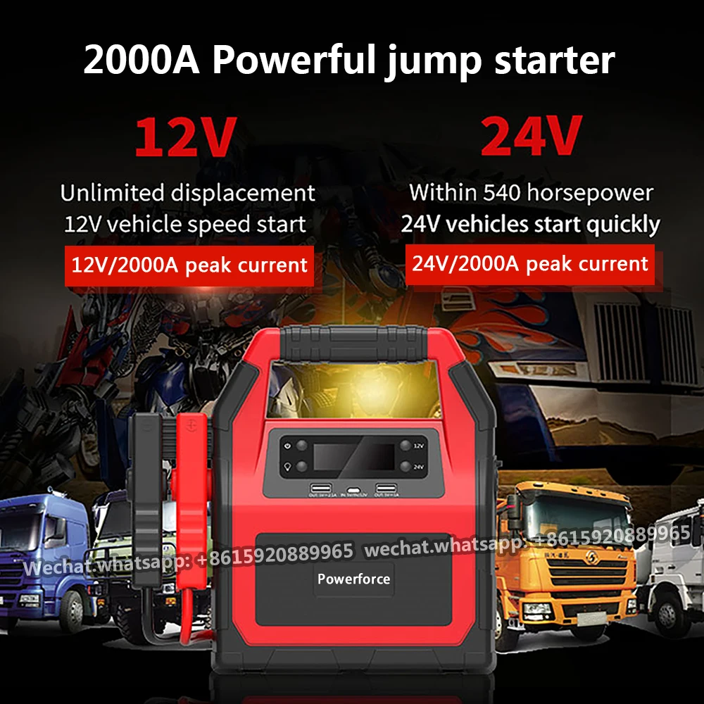 COSSIFTW powerful high capacity 42000mAh handheld 24 volt 1500A car jump starter power bank for Truck