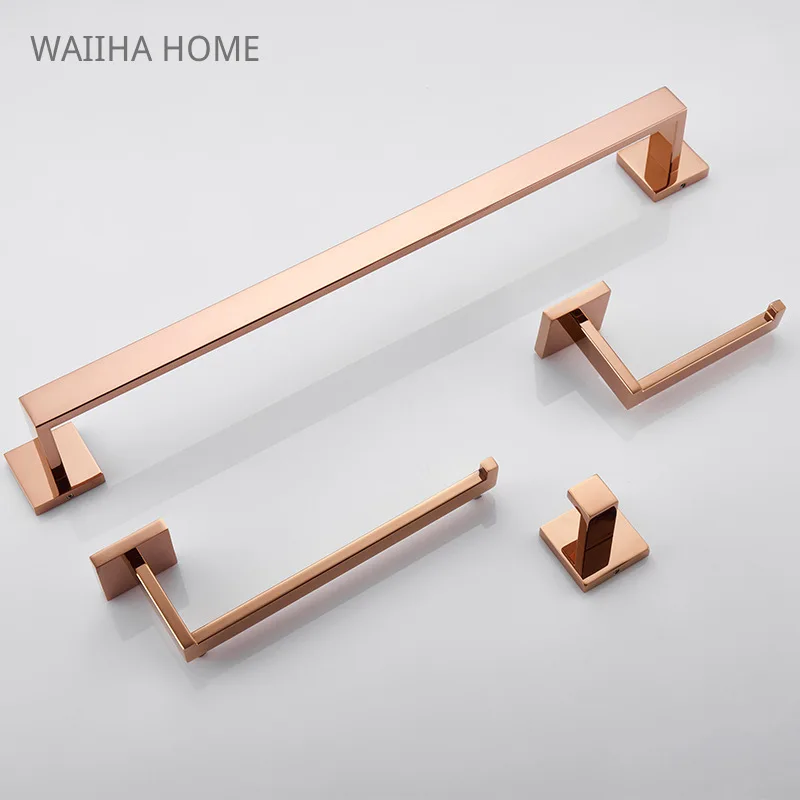 

Rose Gold Bathroom Accessories Kit Bath Hardware Set Wall Mount Toilet Paper Holder Towel Bar Rack Rail Rod Robe Hook Hanger