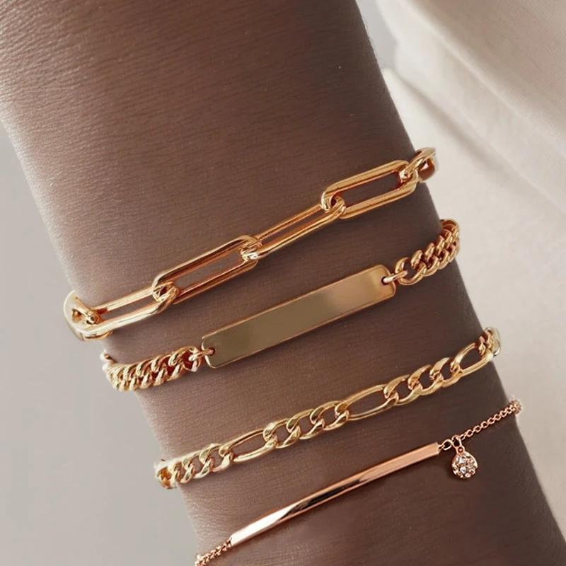 Simple Tennis CZ Bracelets for Women Copper & Stainless Steel Short Chain on Hand Rope Figaro Stacking Chain Trendy Jewelry