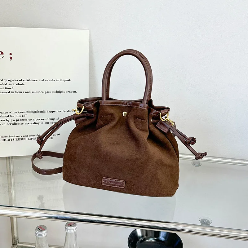 

Осенняя нишевая сумка-ведро 202, повседневная женская сумка с верхней ручкой, минималистичная сумка через плечо, универсальная сумка «день-ночь»