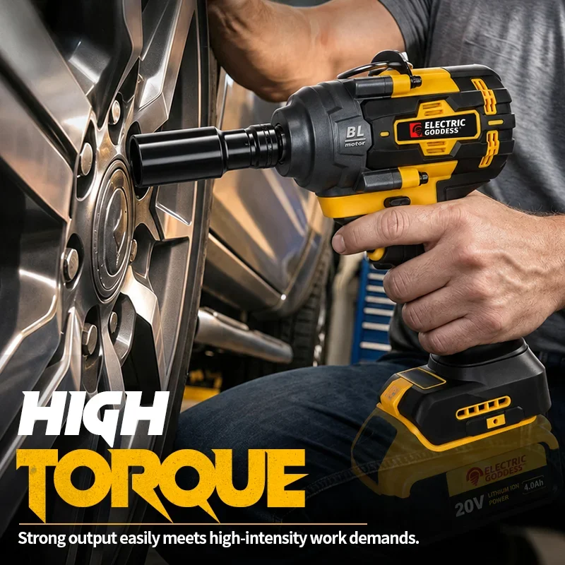 800N.M Brushless Cordless Wrench Electric Impact Wrench for Car Truck Repair Power Tools for Dewalt 20v Battery Pin (No Battery)