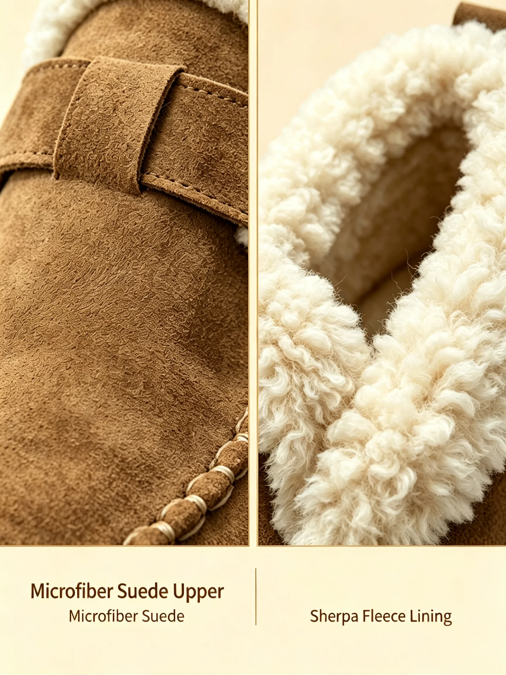 Damen-Stiefeletten mit Fellfutter, Plüsch-Schneestiefel, Warme Kurzstiefel mit Dicker Sohle, Braune Damenstiefel, 2026 Winter-Trend Neuer Stil – Detail 3