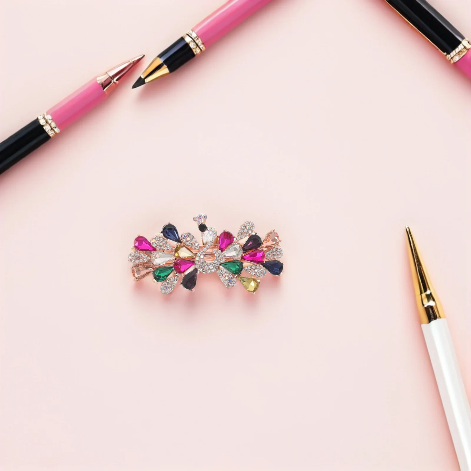 

Rhinestone Clip Vintage Claw Clip Sparkly Bun Barrette For Wedding Party - Metal Hair Claw For Thick Hair