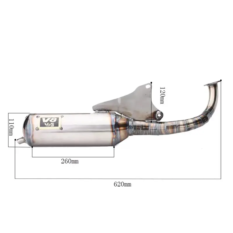 V8 Modified Racing Full Exhaust System For yamaha bws100 4vp exhaust 100-125cc 4vp Scooter 100cc 125cc