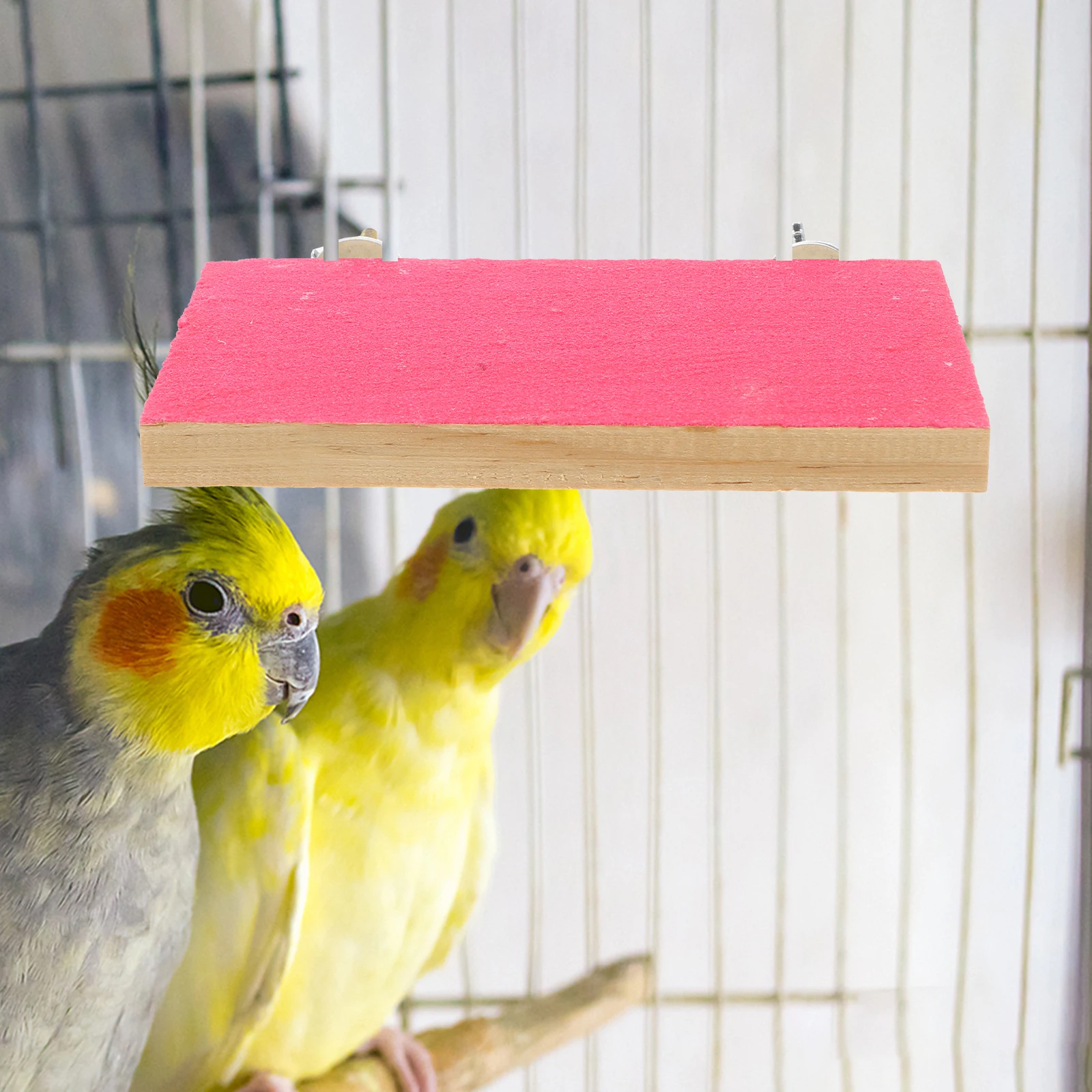 

2pcs Cage Accessories Durable Wooden Parrot Stand Small Bird Cage Supply Animal Log Perch Platform Supply Toy