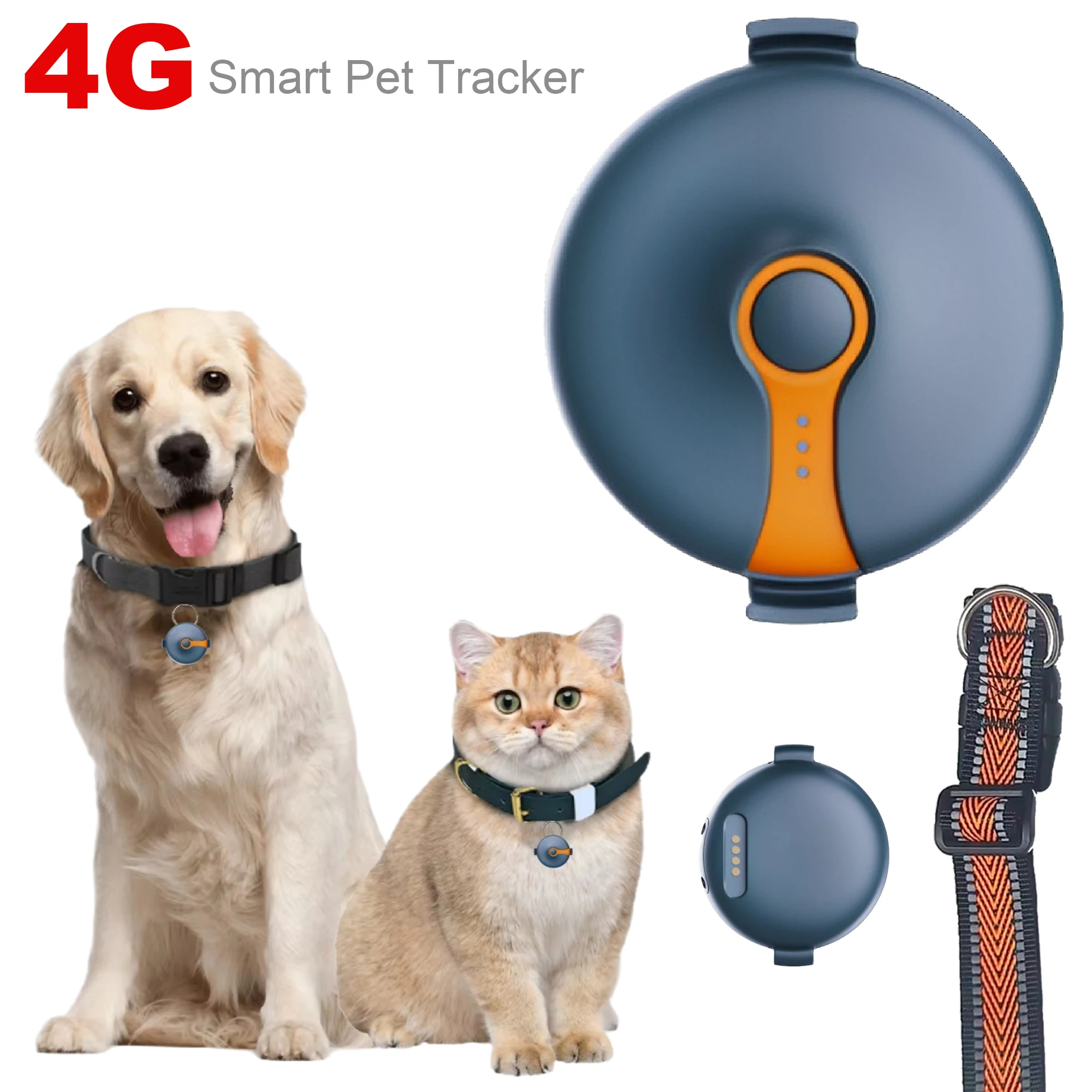 Mini GPS Locator Pet for Dog Smart Waterproof 4G GPS Tracker Location Anti-loss Real-time Tracker Compatible iOS Android