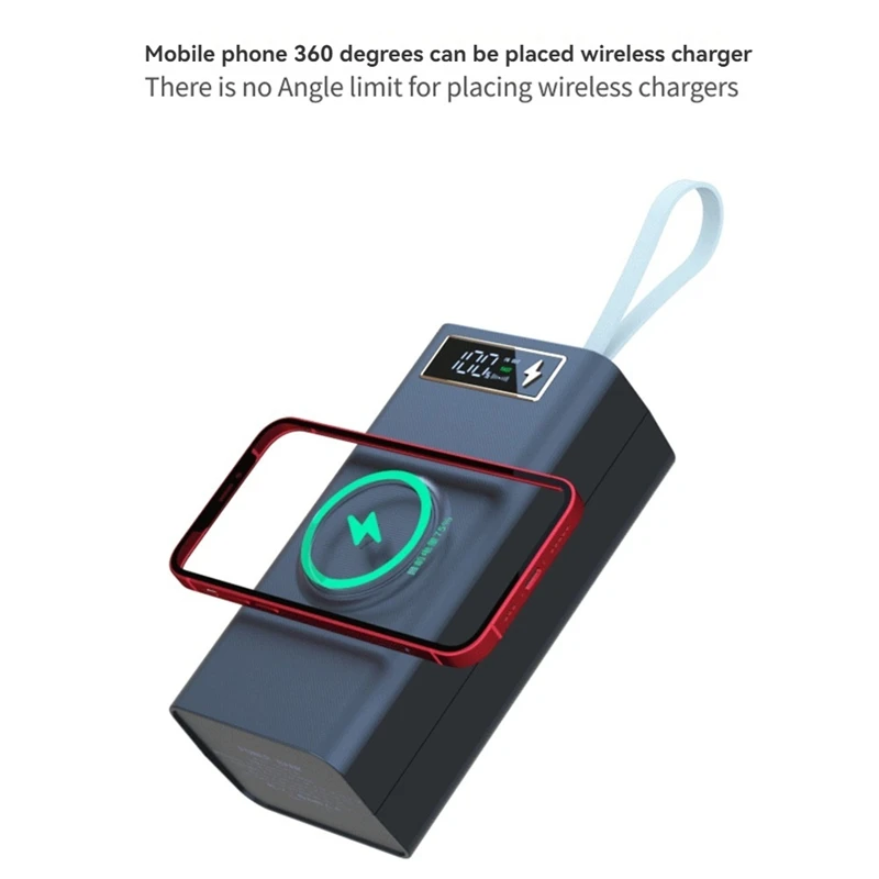 15W Wireless Fast Charge 21*18650 Powerbank Case PD QC For Phones Charging Push-Pull DIY Mobile Power Bank Shell B