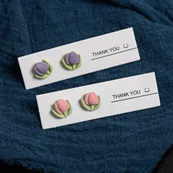 Handmade Tulip Ceramic Stud Earrings for Women Minimalist Floral Jewelry Cute Handmade Ear Accessories 1 Pair S00192