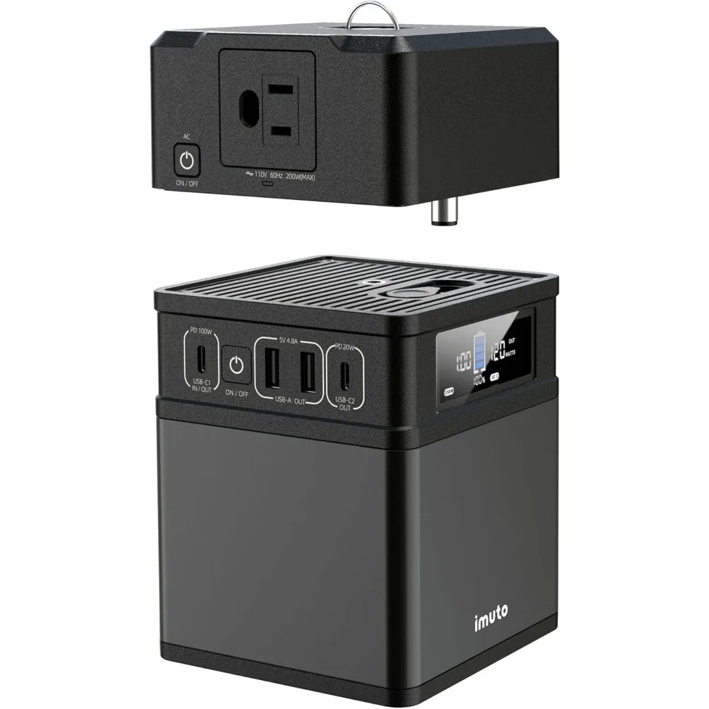 

Преобразователь переменного тока 110 В, 200 Вт для портативной электростанции — совместим с мини-солнечным генератором для кемпинга, ноутбука, телевизора