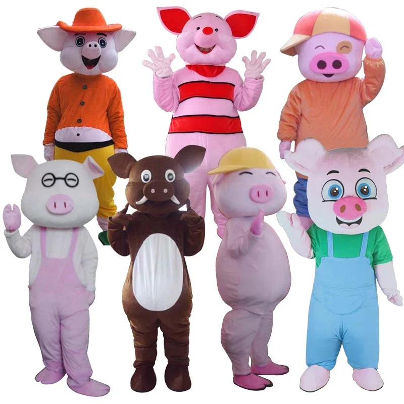 Christmas Pig Mascot Costumes Cute Cartoon Pig Apparel Advertisement Costumes Halloween Birthday Party Animal Mascot Costume