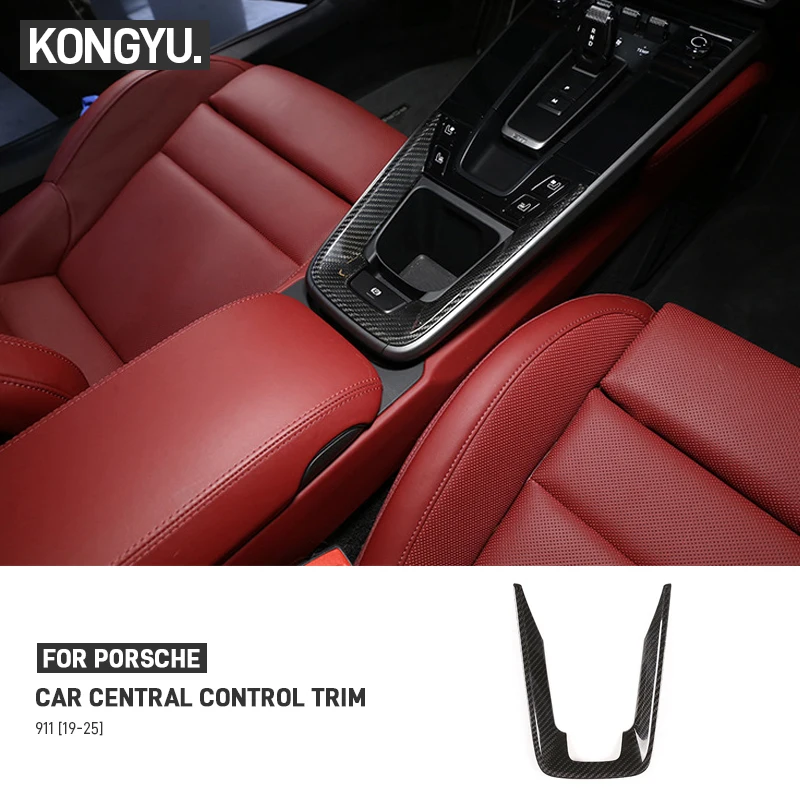 

Настоящее углеродное волокно, держатель для чашки на центральной консоли автомобиля, кнопка парковки, рамка, накладка, декоративная наклейка для Porsche 911 992 2019-2024