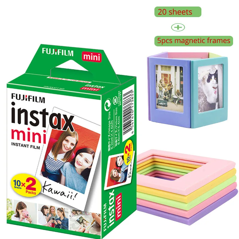 Fujifilm-Molduras para Instax Mini, Filme branco com 5 ímãs, 10 folhas, 20 folhas, 100 folhas, 12, 11, 8, 9, 7s, 70, 90, 25, liplay SP-1