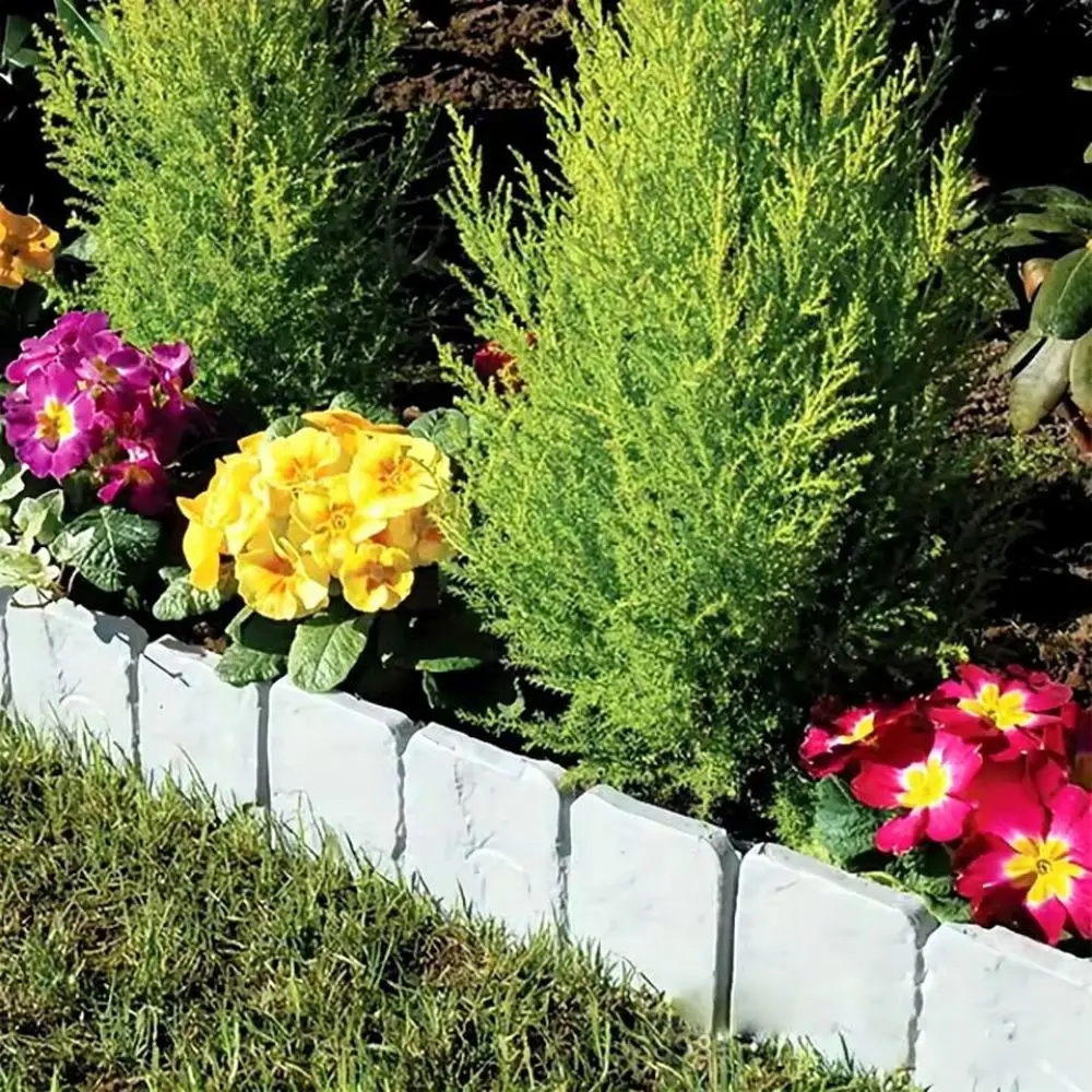 Plastic Stone Look Garden Fence Landscaping Edging Decorative Border For Yard Lawn Path Flower Bed Protection