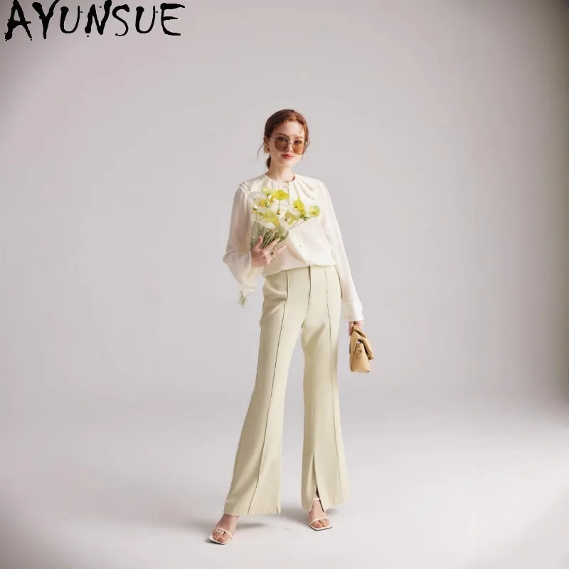 AYUNSUE بلوزة حرير التوت 100% للمرأة قمصان أنيقة بلوزة فريدة من نوعها للمكتب سيدة امرأة الملابس Roupas الأنثوية Blusa #3