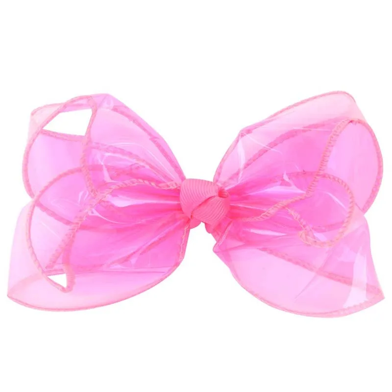 ncmama 8Pcs/set PVC Jelly Hair Bow Clips For Kids Girls Solid Waterproof Bowknote Hairpin Swimming Hairgrips Children Headwear