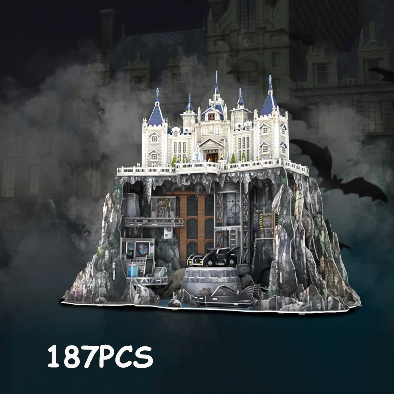 3D Paper Puzzle Three-Dimensional Search Light Wayne Manor House Model Jigsaw DIY Assembly Toys for Children Christmas Gifts