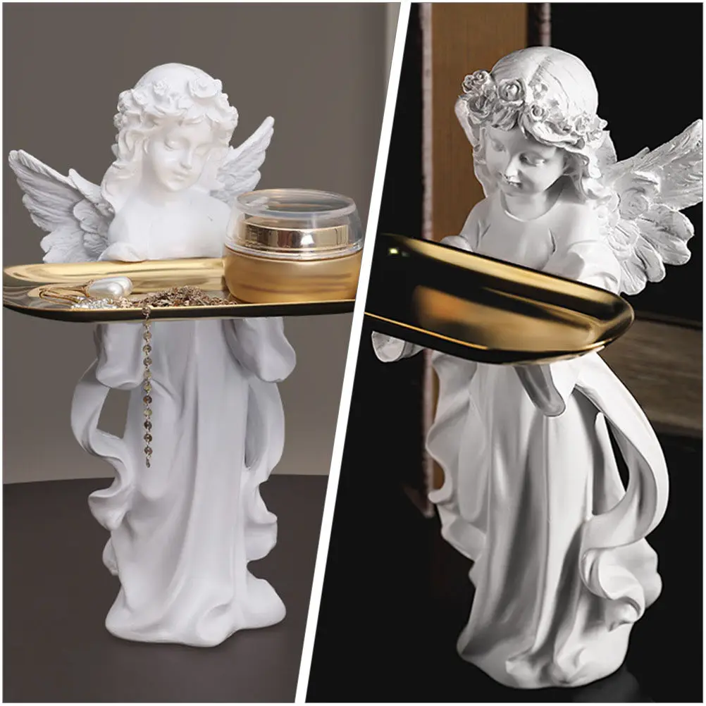 

Angel Resin Jewelry Dish Tray for Rings Earrings Necklaces Bracelets Perfume Glasses Lipstick Key Storage Desktop Bathroom