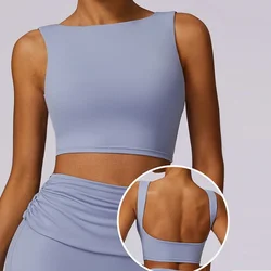 Running Sports Bra Women High Support Impact Open Back Yoga Breathable Slim Fit Fitness Tank Top With Removable Pads