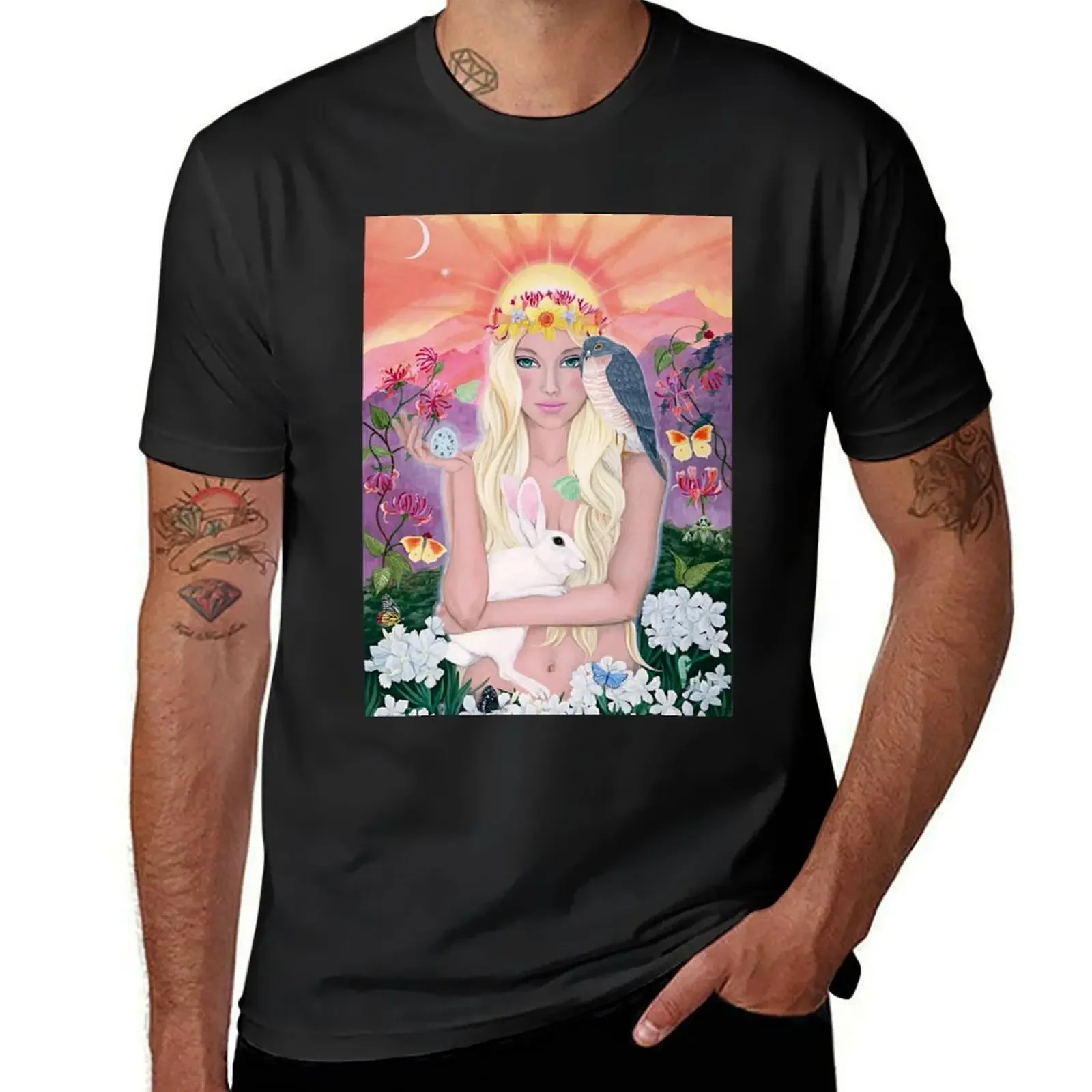 Ostara, Goddess of the Spring Equinox - March 20-23 T-Shirt summer tops blanks blue archive anime clothes workout shirts for men