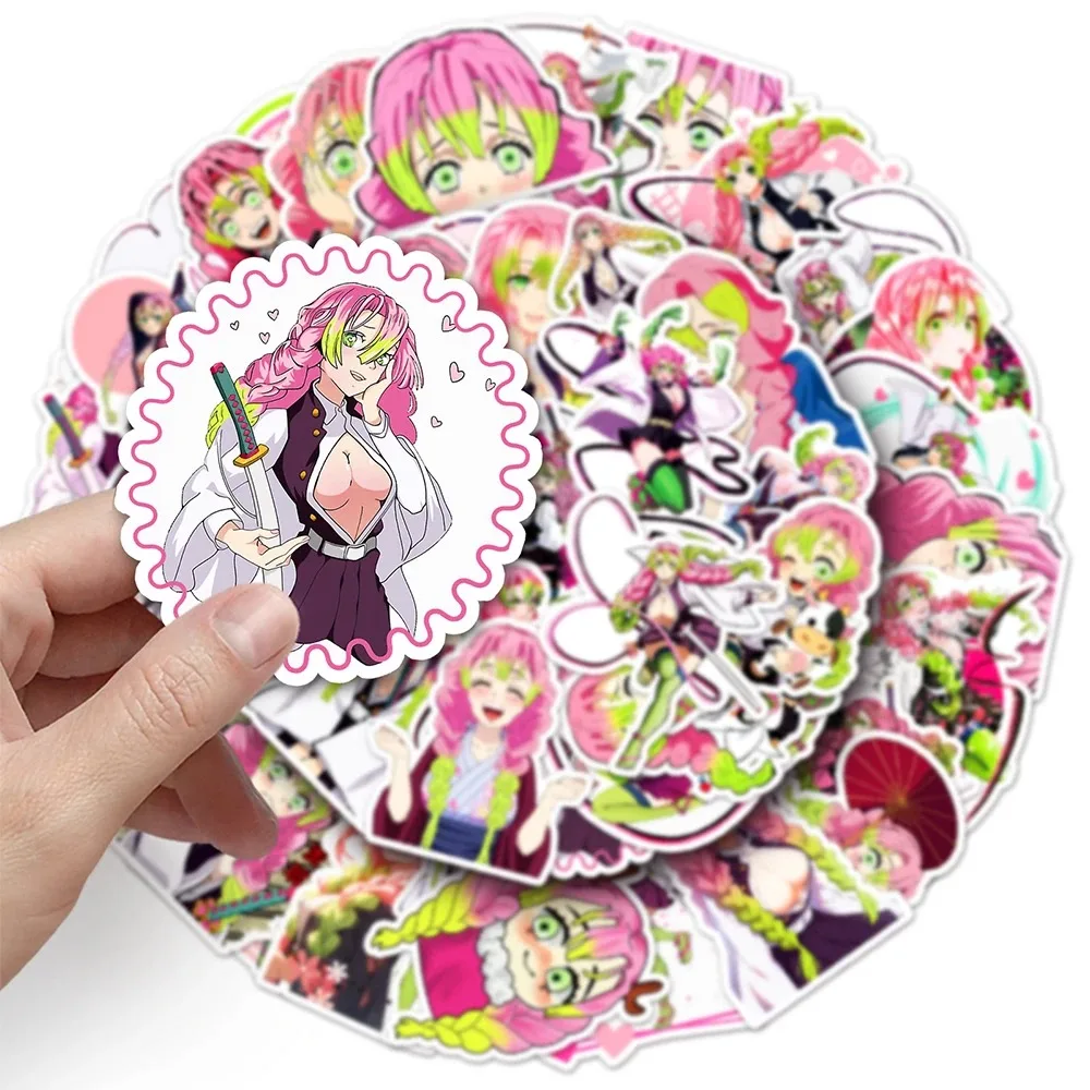 10/30/50pcs Kawaii Kanroji Mitsuri Anime Stickers Demon Slayer Sticker Aesthetics Scrapbooking Cup Laptop Suitcase Girls Decals