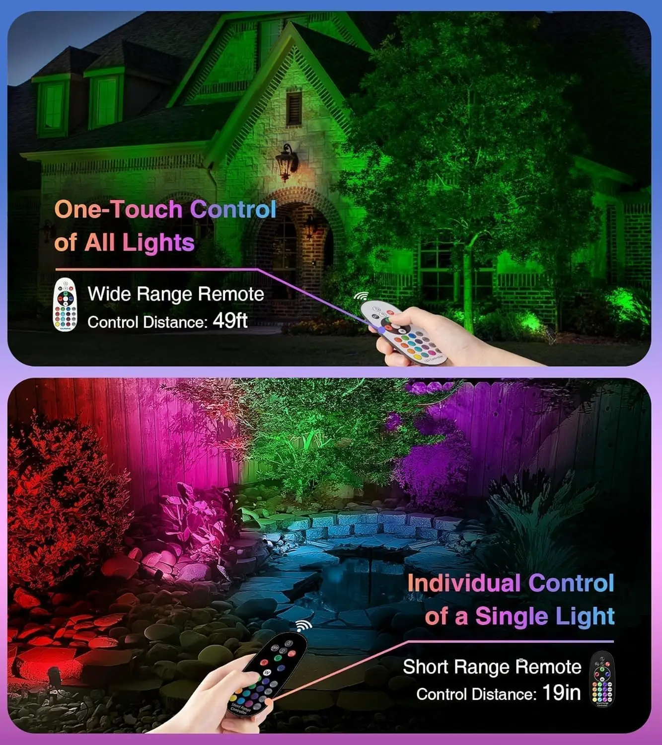 12W RGBW Color Changing Outdoor Spotlights with Remote Control, Waterproof Landscape Lighting for Yard Garden Patio, 4 Pack