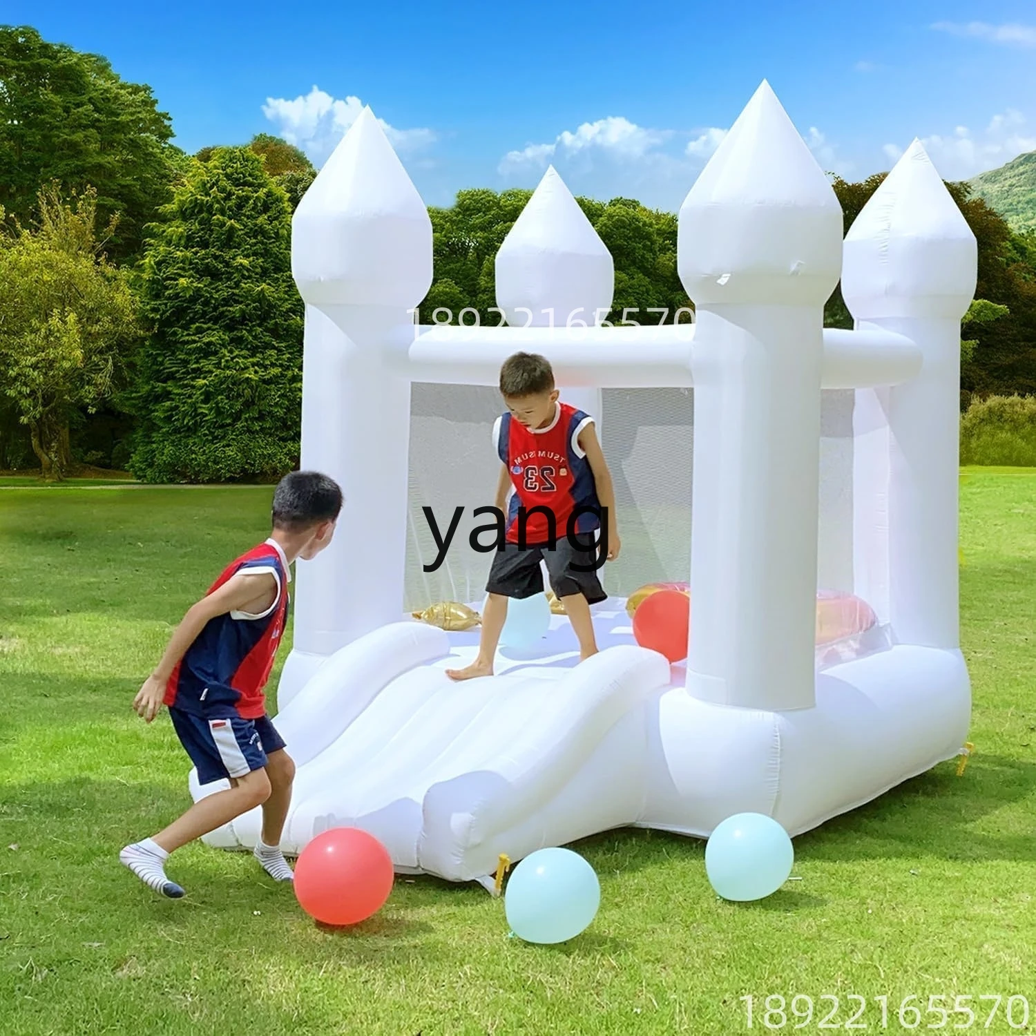 LMM Outdoor Inflatable Trampoline White Children's Trampoline Indoor Naughty Castle Slide