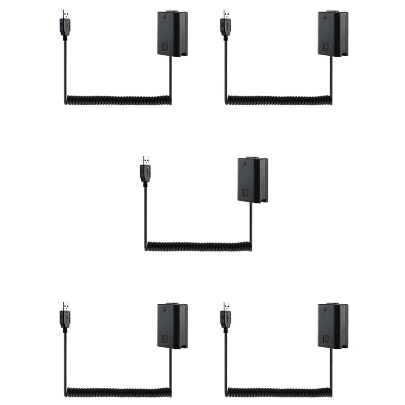 

5X USB-кабель для зарядки NP-FW50, фиктивный аккумулятор, пружинный провод для Sony A7 A7R A7S A7M A7II A7S2 A7M2 A7R2 A6500, соединитель постоянного тока