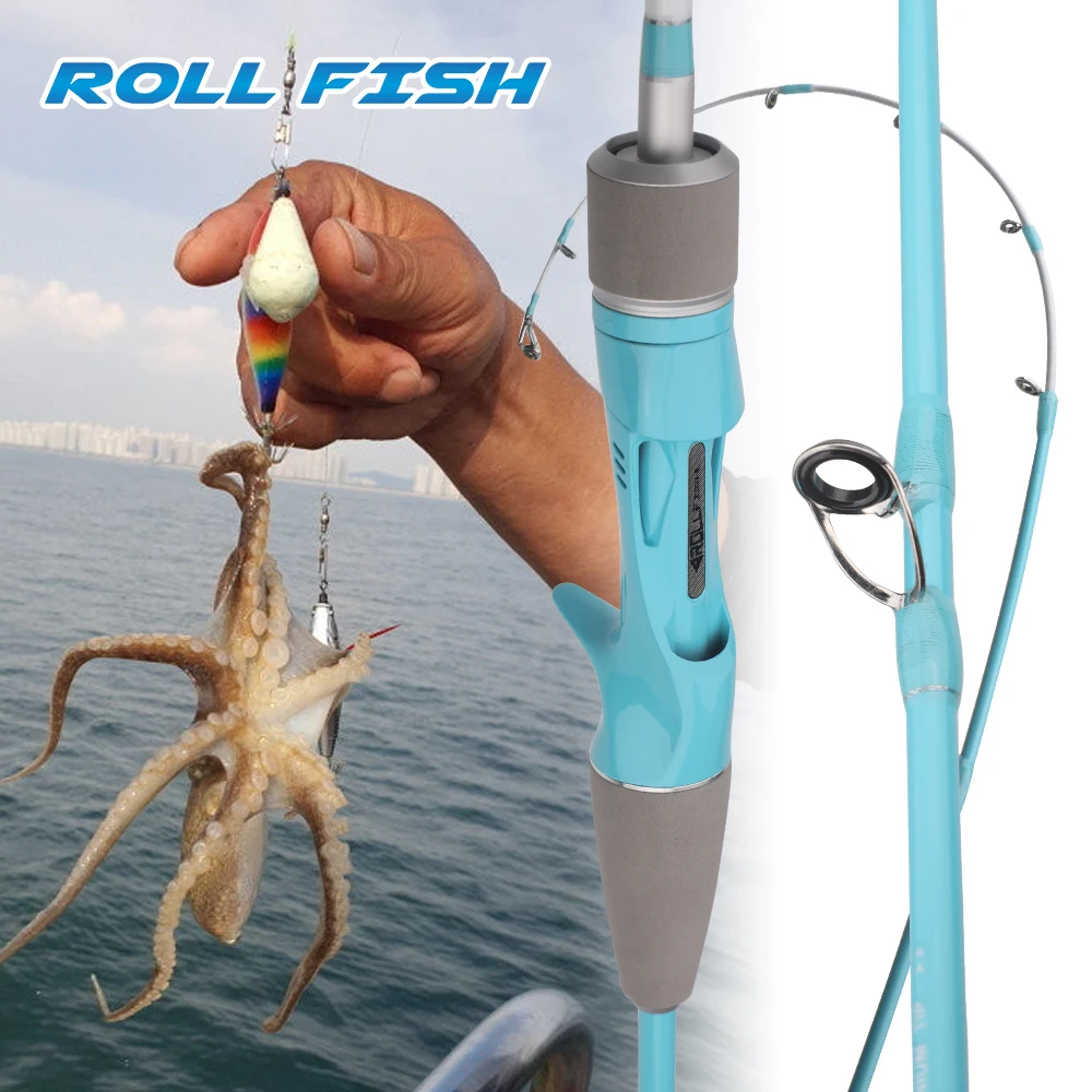 ROLLFISH 1PC 1.55m/5.09ft Shore & Inshore Squid Rod | Portable Carbon Fiber Casting Rod with Durable Sensitive Titanium Tip Top