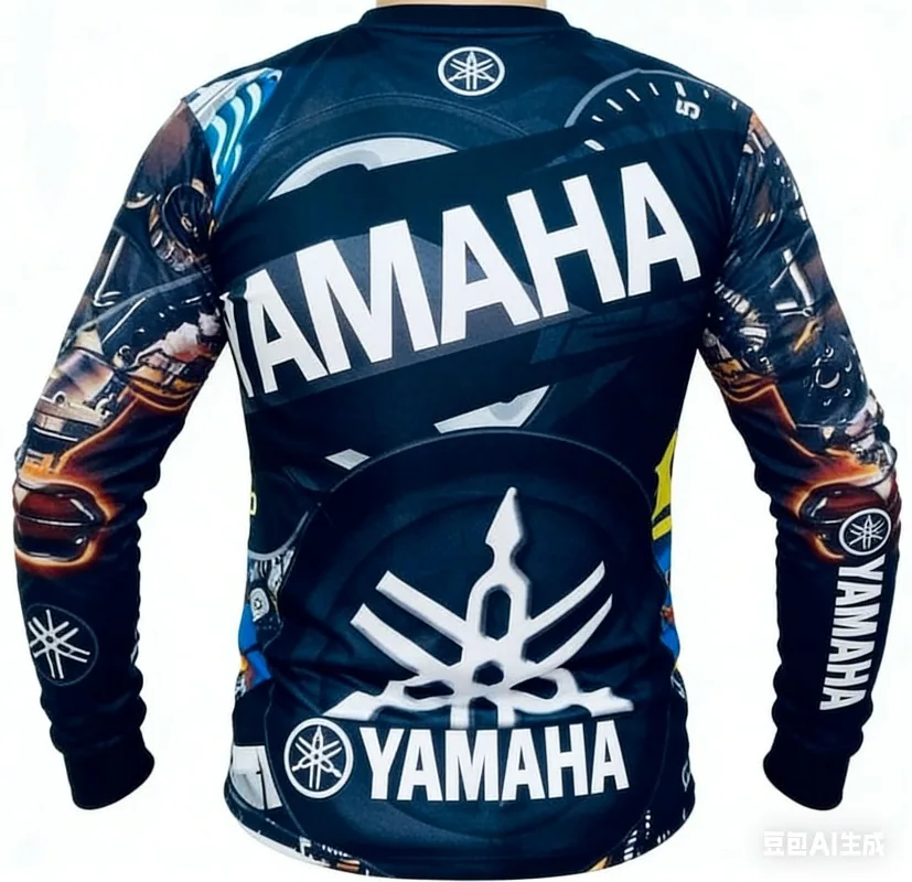 Summer Yamaha Fashion Print Round Neck Long Sleeved  T-shirt, Men Women Trendy  Fast Drying Motorcycle Riding Clothes