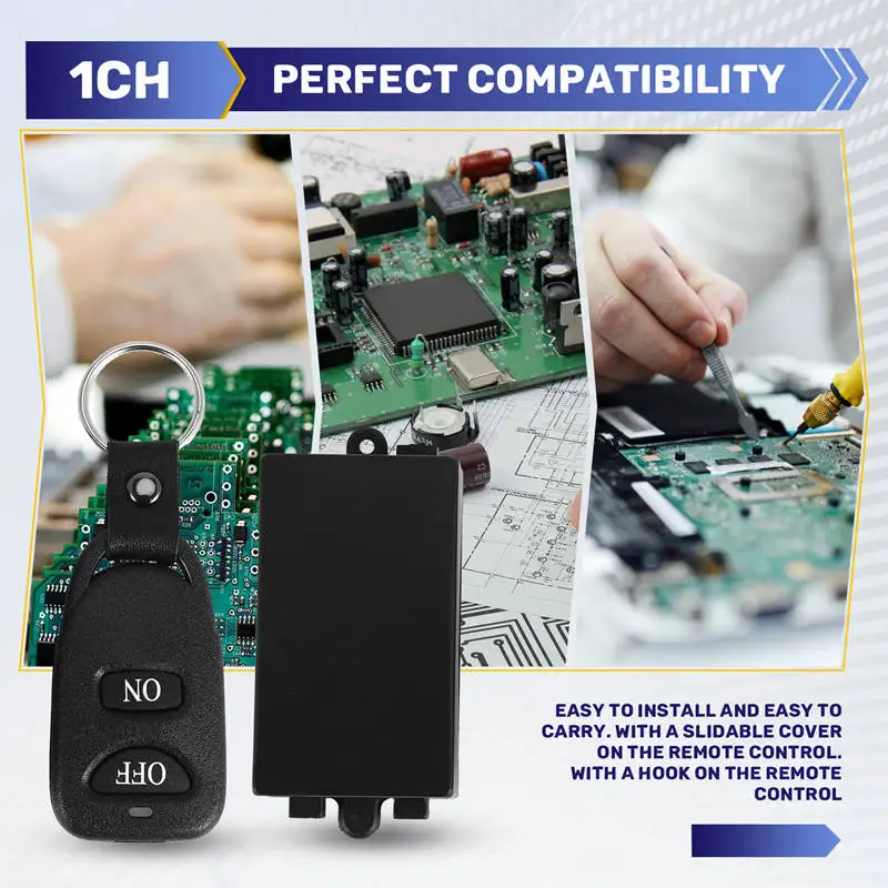 تيار مستمر 12 فولت 10A 1Ch لاسلكي للتحكم عن بعد نظام التبديل استقبال الارسال 2 أزرار مقاوم للماء عن بعد 433 ميجا هرتز